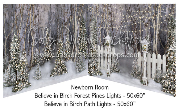 Believe in Birch Forest Pines Lights and Fence Path Lights Newborn Bundle