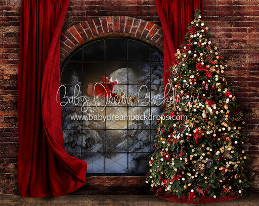 Northern Nook Window Curtains Santa Tree (JA)