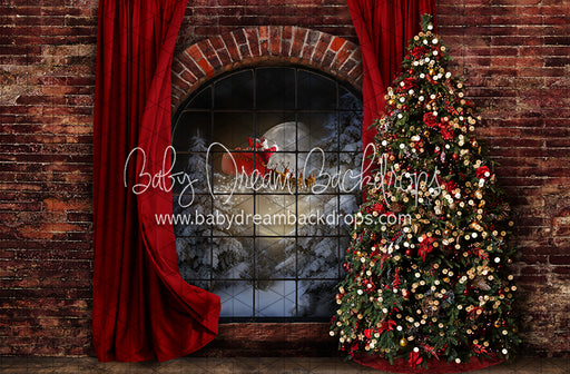 Northern Nook Window Curtains Santa Tree (JA)