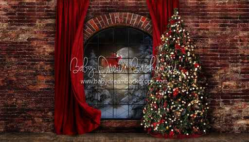 Northern Nook Window Curtains Santa Tree (JA)