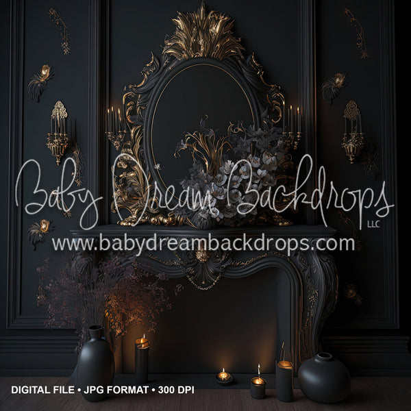 Onyx Fireplace Gold and Black Digital Download