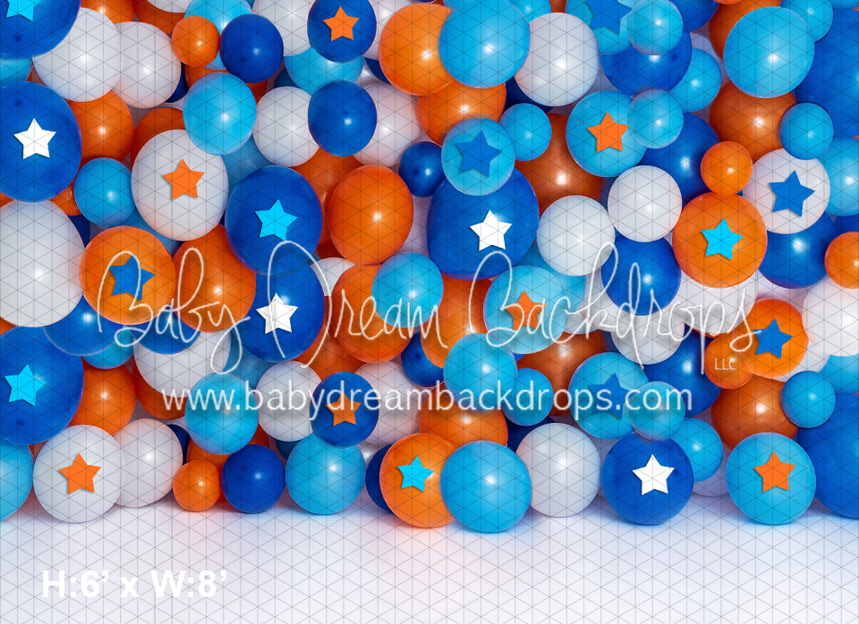 Orange and Blue Balloon Stars Wall (BA)