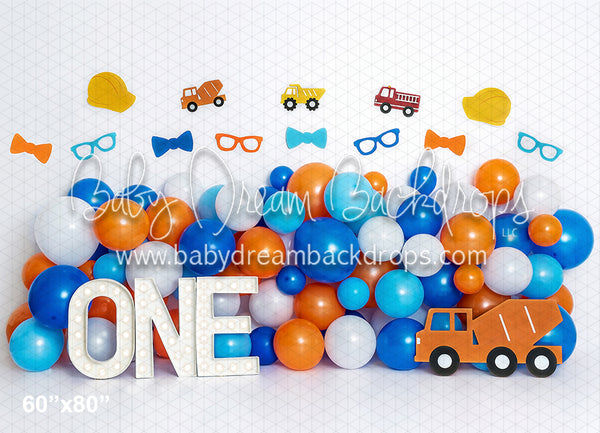 Orange Blue Balloons Nerdy Construction ONE (BA)