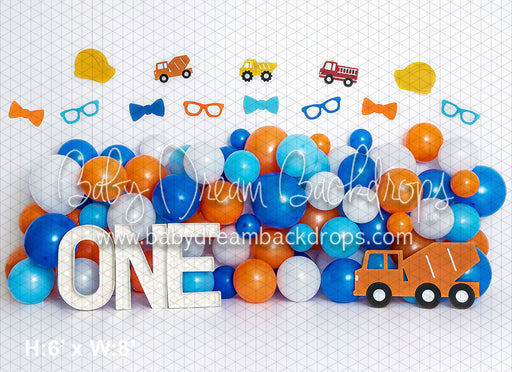 Orange Blue Balloons Nerdy Construction ONE (BA)