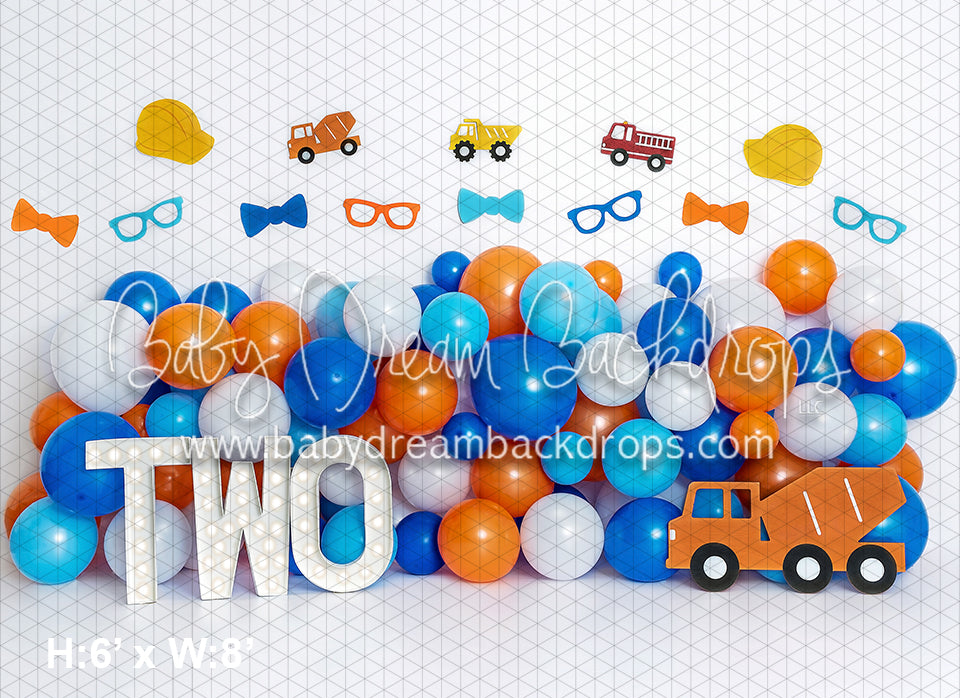 Orange Blue Balloons Nerdy Construction TWO (BA)
