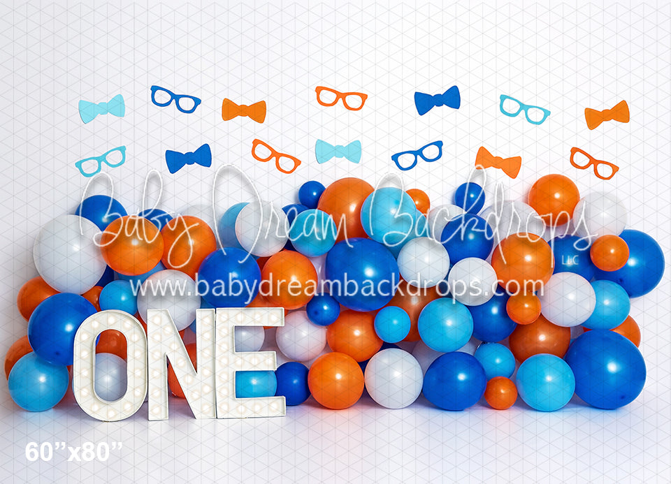 Orange and Blue Nerdy Balloon Party ONE (BA)