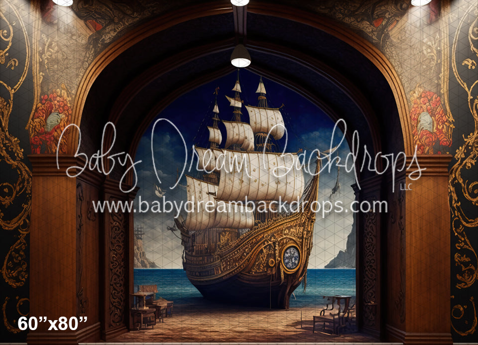 Painted Caribbean Pirate Ship Wall (MD)