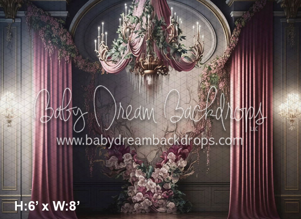 Pink Chandelier Flower Wall (MD)
