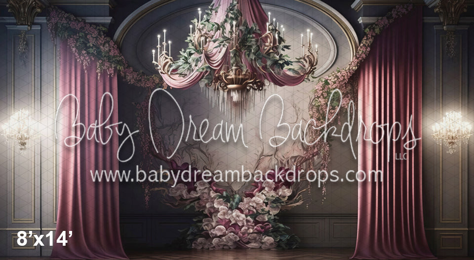 Pink Chandelier Flower Wall (MD)