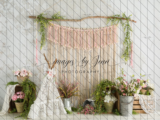 Pink Macrame Boho Teepee