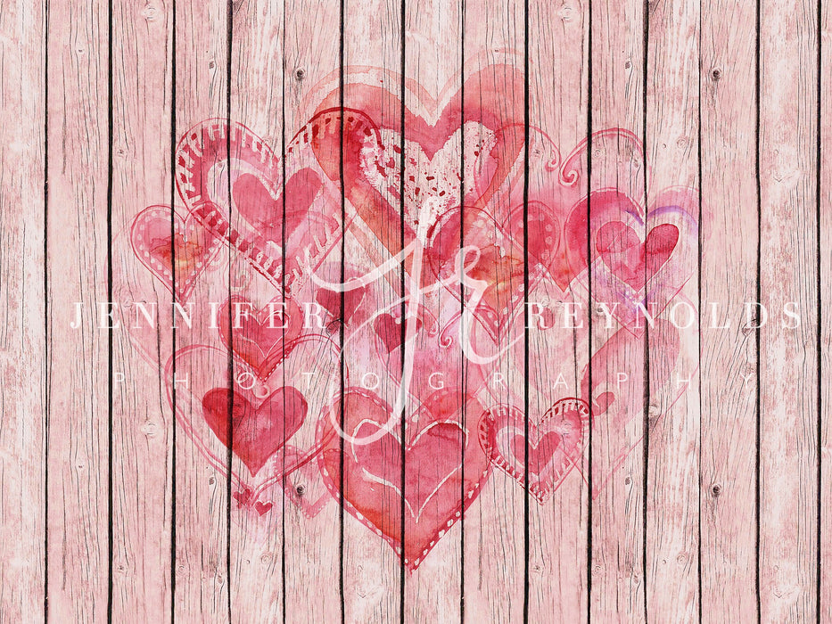 X Drop pink wood panels with hearts
