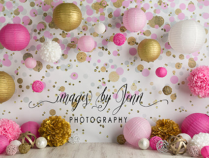 Pink and Gold Confetti 60hx80w JG