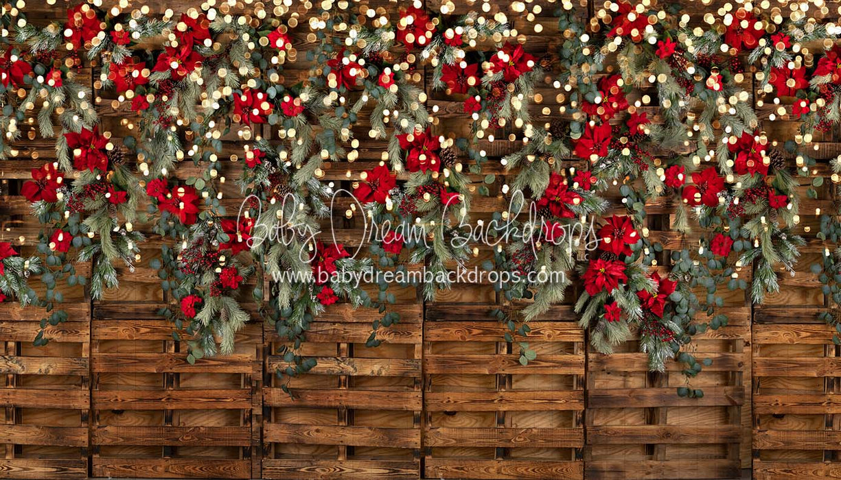 X Drop poinsettia pallets lights