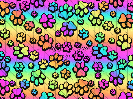 Rainbow Puppy Paws Black Outline (JG)