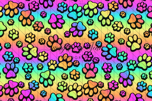 Rainbow Puppy Paws Black Outline (JG)