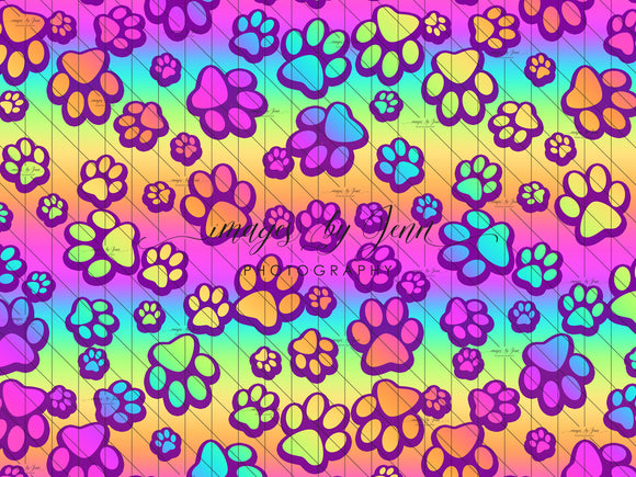 Rainbow Puppy Paws Purple Outline (JG)