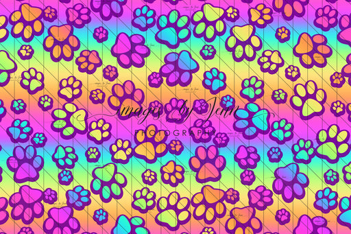 Rainbow Puppy Paws Purple Outline (JG)