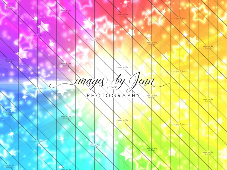 Rainbow Starburst Blast White Stars (JG)