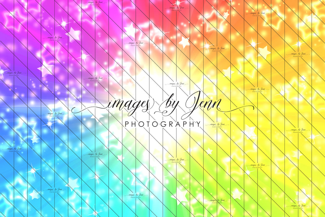 Rainbow Starburst Blast White Stars (JG)