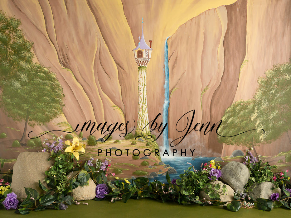 Tangled Backdrop Rocks Tangled Hair Tower — Baby Dream Backdrops