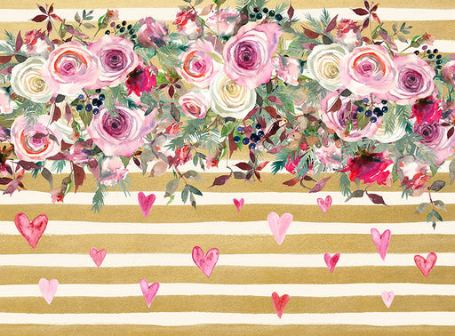 Razzle Dazzle Stripe Gold Hearts - 60Hx80W - CC  
