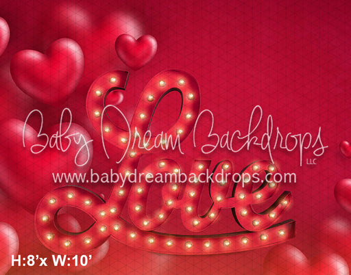 Red Hearts with Love Marquee