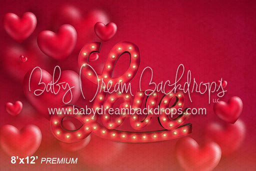 Red Hearts with Love Marquee