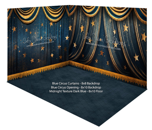 Blue Circus Curtains + Blue Circus Opening + Midnight Texture Dark Blue
