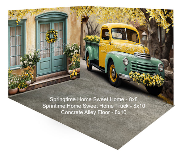 Room Springtime Home Sweet Home + Truck + Concrete Alley Floor