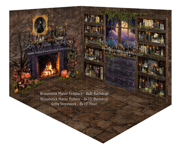 Broomstick Manor Fireplace and Broomstick Manor Potions