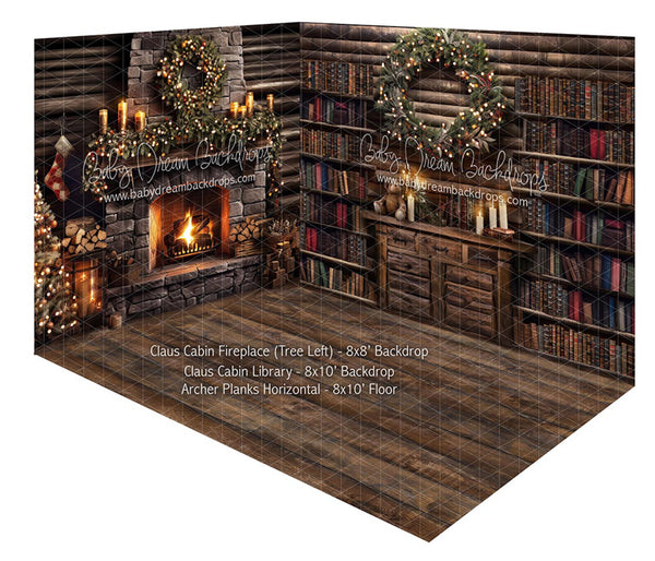 Room Claus Cabin Fireplace (Tree Left) + Claus Cabin Library + Archer Planks Horizontal (JA)