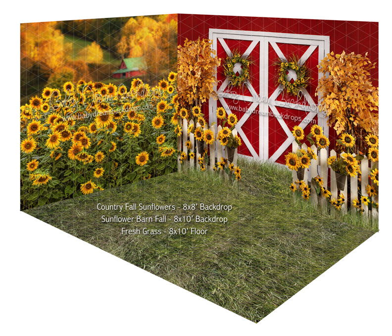 Country Fall Sunflowers and Sunflower Barn Fall Room
