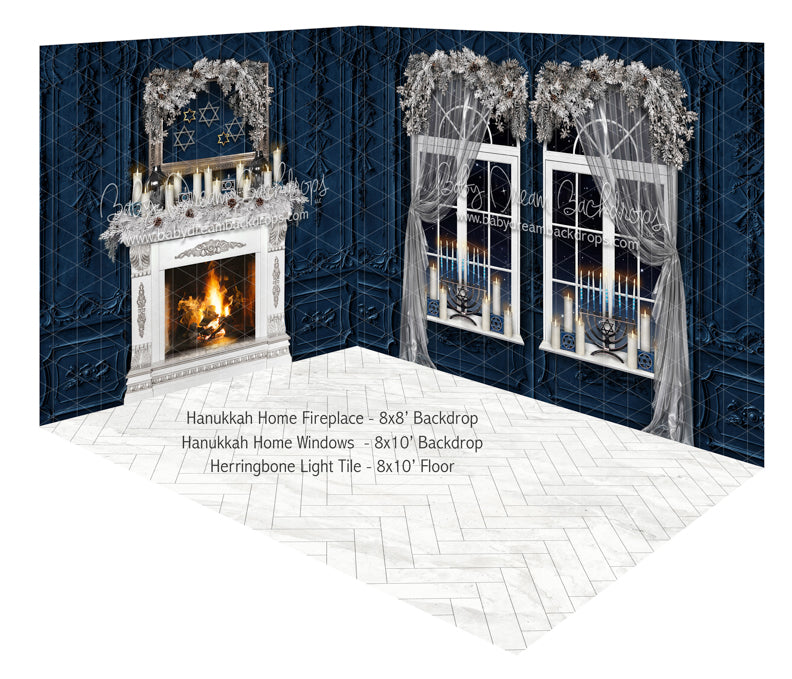 Hanukkah Home Fireplace and Hanukkah Home Windows Room