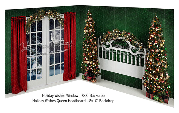 Holiday Wishes Window and Queen Headboard Bundle