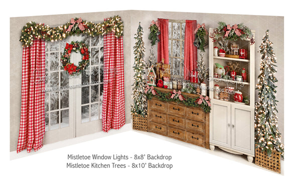 Mistletoe Window Lights and Mistletoe Kitchen Trees Bundle