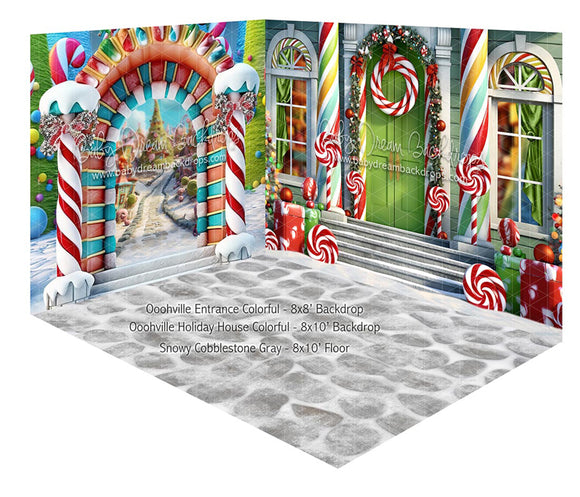 Room Ooohville Entrance Colorful + Oohville Holiday House Colorful + Snowy Cobblestone Gray