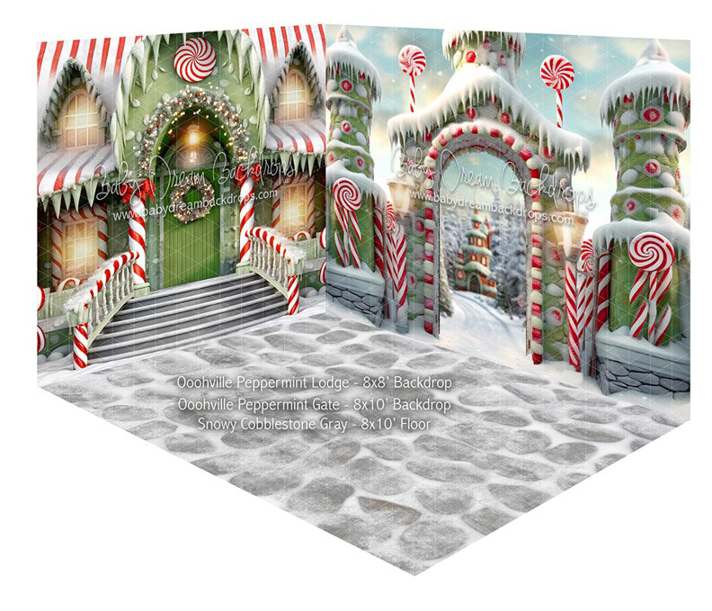 Room Ooohville Peppermint Lodge + Oohville Gate + Snowy Cobblestone Gray