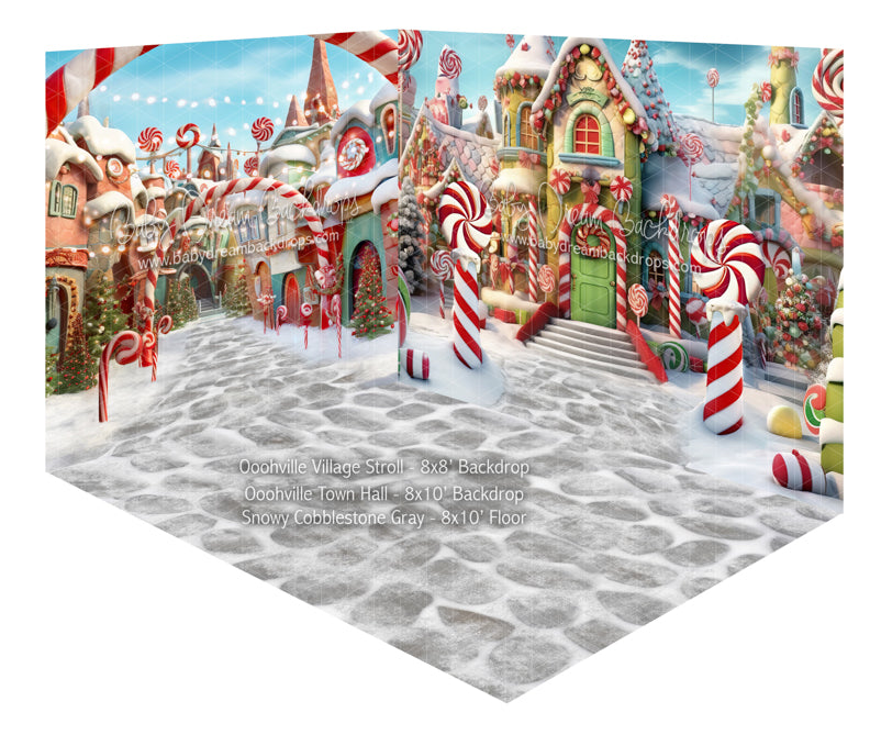 Room Ooohville Village Stroll + Oohville Town Hall + Snowy Cobblestone Gray