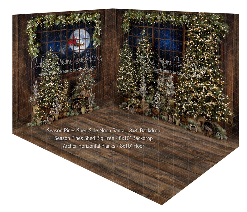 Season Pines Shed Side Moon Santa and Season Pines Shed Big Tree Room