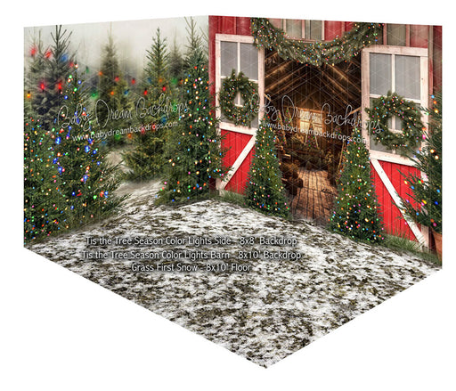 Room Tis the Tree Season Color Lights Side + Tis the Tree Season Color Lights Barn + Grass First Snow (JA)
