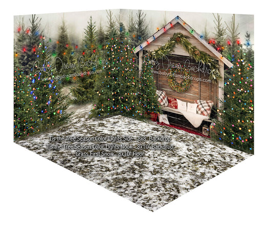 Room Tis the Tree Season Color Lights Side + Tis the Tree Season Color Lights Nook + Grass First Snow (JA)