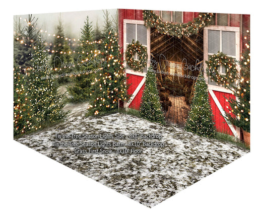 Room Tis the Tree Season Lights Side + Tis the Tree Season Lights Barn + Grass First Snow (JA)