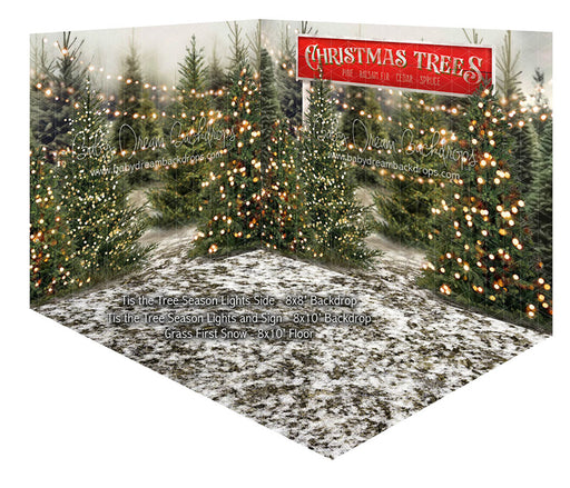Room Tis the Tree Season Lights Side + Tis the Tree Season Lights and Sign + Grass First Snow (JA)