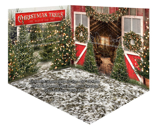 Room Tis the Tree Season Lights and Sign + Tis the Tree Season Lights Barn + Grass First Snow (JA)