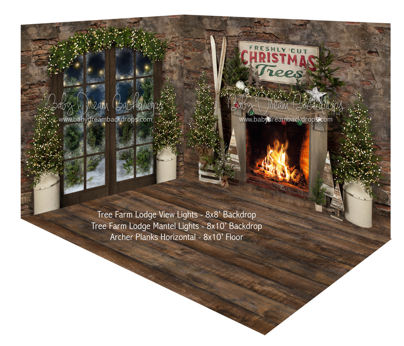 Tree Farm Lodge View Lights and Tree Farm Lodge Mantel Lights Fabric Room