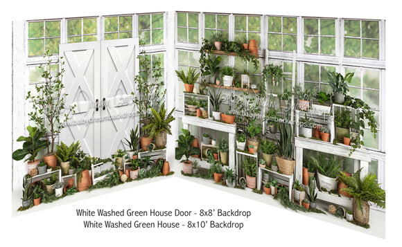 White Washed Green House and White Washed Green House Door