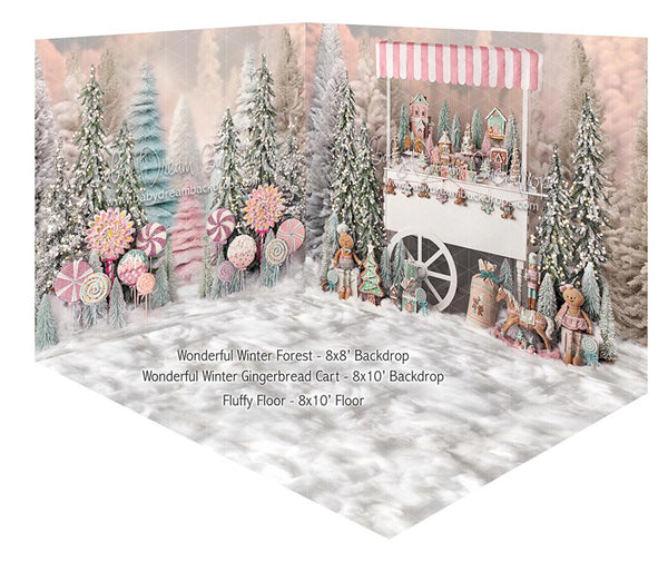 Room Wonderful Winter Forest + Wonderful Winter Gingerbread Cart + Fluffy Floor