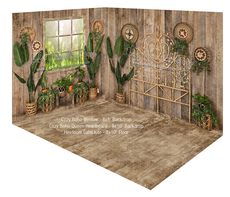 Cozy Boho Window and Queen Headboard Heirloom Calm Jute Room
