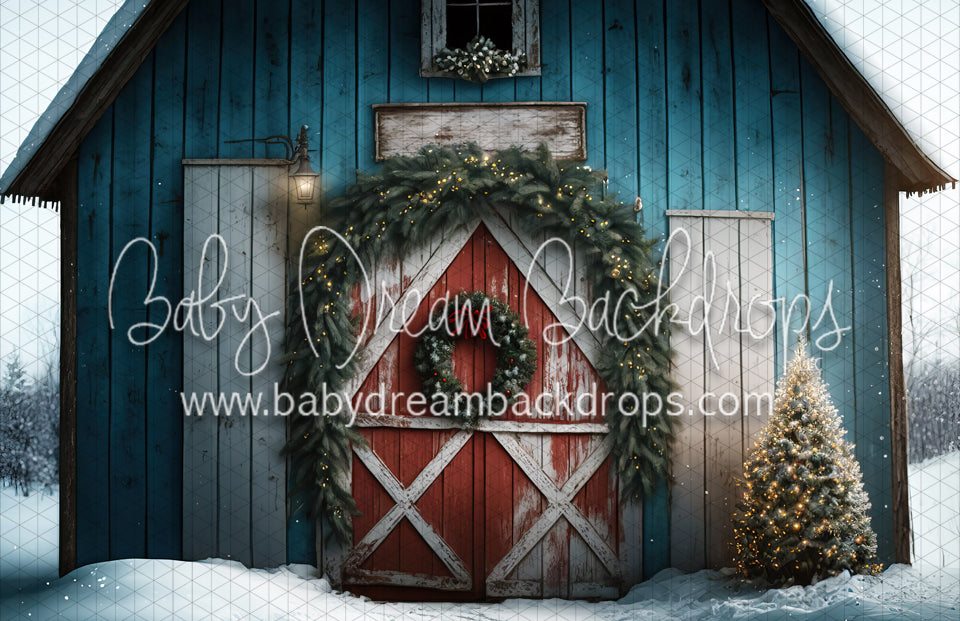Rustic Blue Christmas Barn (MD)