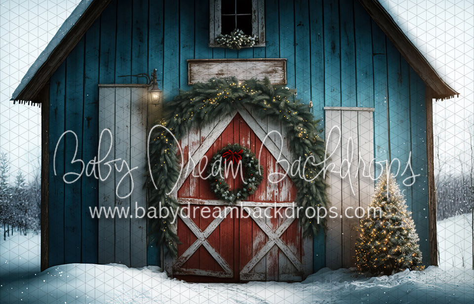 Rustic Blue Christmas Barn (MD)